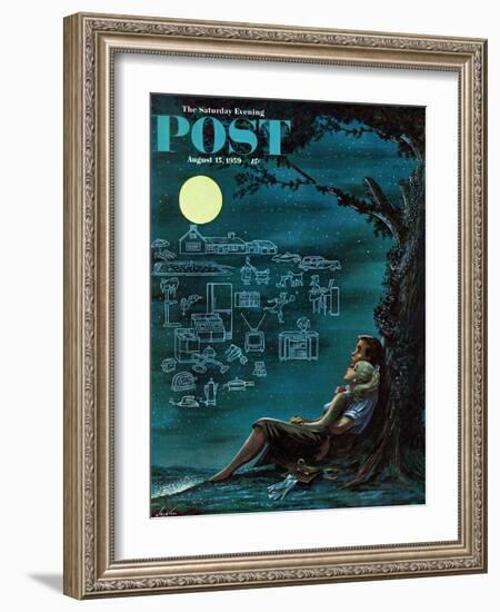 "Moonlit Future" Saturday Evening Post Cover, August 15, 1959-Constantin Alajalov-Framed Giclee Print