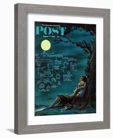 "Moonlit Future" Saturday Evening Post Cover, August 15, 1959-Constantin Alajalov-Framed Giclee Print