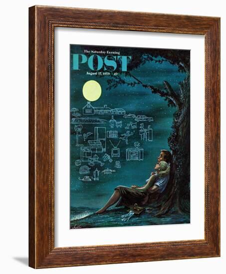 "Moonlit Future" Saturday Evening Post Cover, August 15, 1959-Constantin Alajalov-Framed Giclee Print