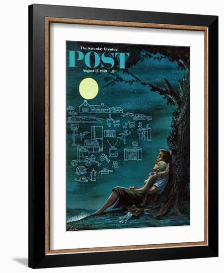 "Moonlit Future" Saturday Evening Post Cover, August 15, 1959-Constantin Alajalov-Framed Giclee Print