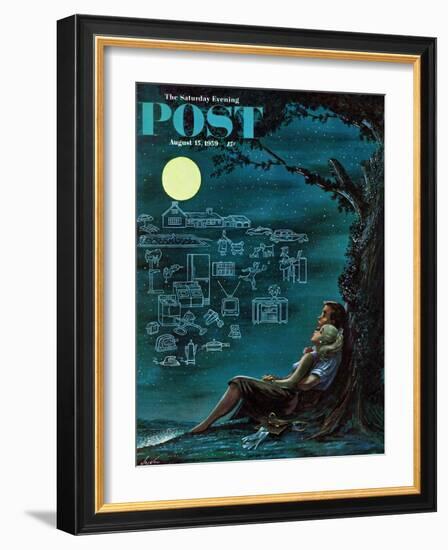 "Moonlit Future" Saturday Evening Post Cover, August 15, 1959-Constantin Alajalov-Framed Giclee Print