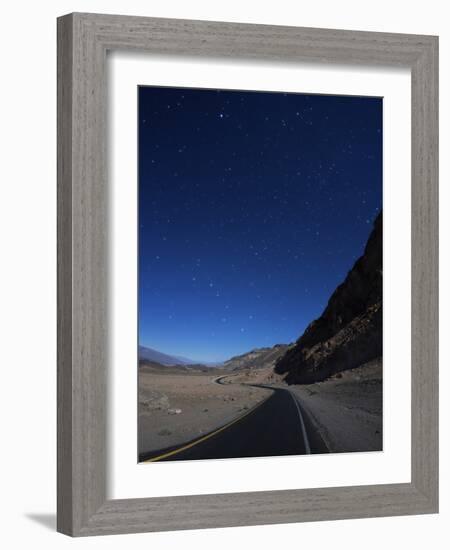 Moonlit Highway in Death Valley.-Jon Hicks-Framed Photographic Print