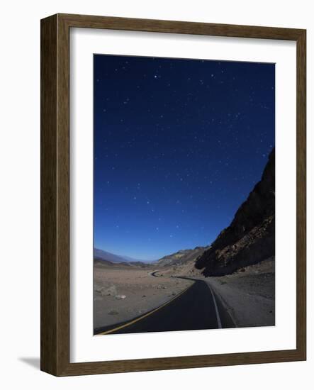 Moonlit Highway in Death Valley.-Jon Hicks-Framed Photographic Print