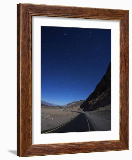 Moonlit Highway in Death Valley.-Jon Hicks-Framed Photographic Print