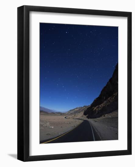 Moonlit Highway in Death Valley.-Jon Hicks-Framed Photographic Print