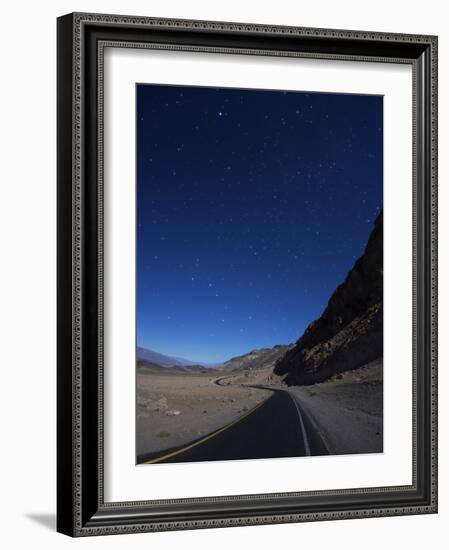 Moonlit Highway in Death Valley.-Jon Hicks-Framed Photographic Print