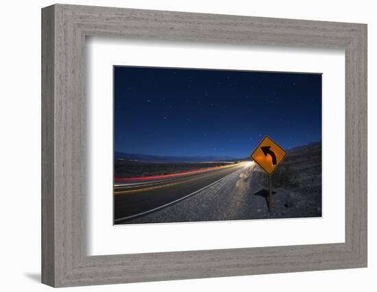 Moonlit Highway in Death Valley.-Jon Hicks-Framed Photographic Print