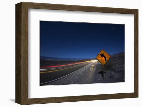 Moonlit Highway in Death Valley.-Jon Hicks-Framed Photographic Print