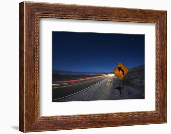 Moonlit Highway in Death Valley.-Jon Hicks-Framed Photographic Print