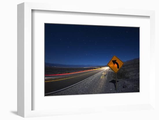 Moonlit Highway in Death Valley.-Jon Hicks-Framed Photographic Print