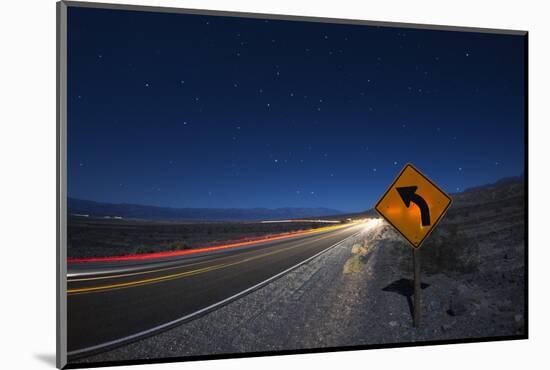 Moonlit Highway in Death Valley.-Jon Hicks-Mounted Photographic Print