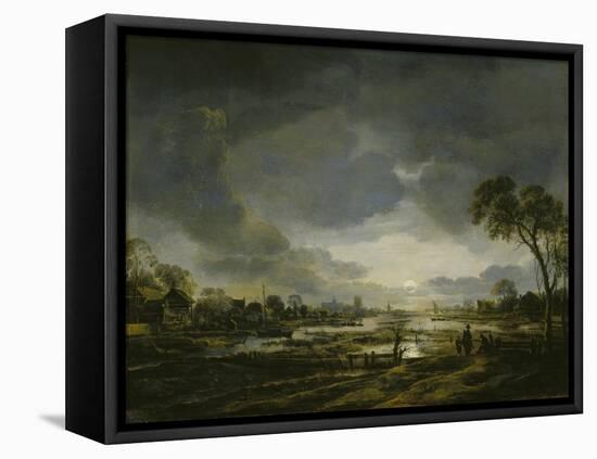 Moonlit Landscape-Aert van der Neer-Framed Premier Image Canvas