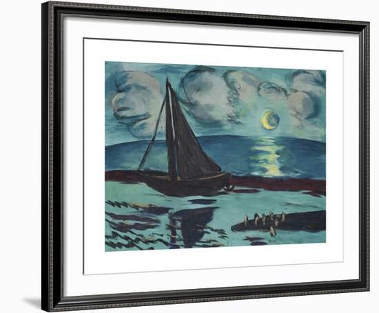 Moonlit Night by the Sea-Max Beckmann-Framed Premium Giclee Print