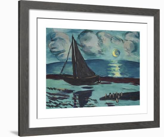 Moonlit Night by the Sea-Max Beckmann-Framed Premium Giclee Print