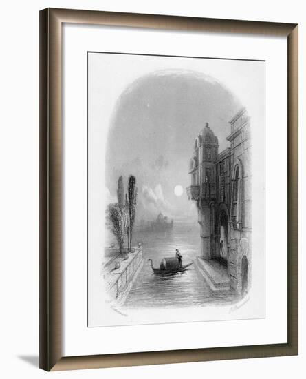 Moonlit Scene in Venice, Engraved by Robert Brandard, 1846 (Engraving)-George Cattermole-Framed Giclee Print