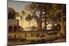 Moonlit Scene of Indian Figures and Elephants Among Banyan Trees, Upper India (Probably Lucknow)-Johann Zoffany-Mounted Giclee Print