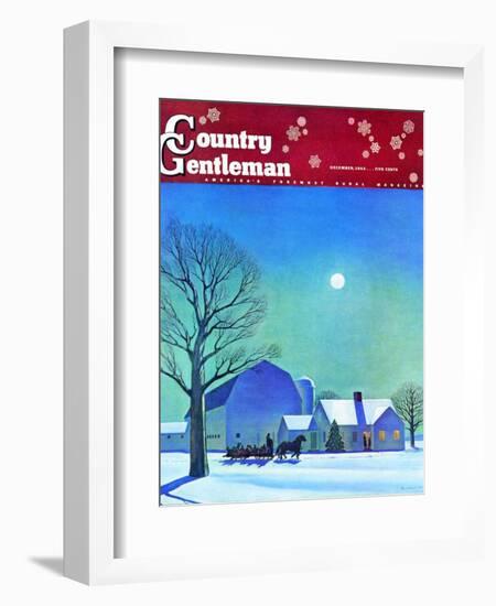 "Moonlit Sleighride," Country Gentleman Cover, December 1, 1943-Kent Rockwell-Framed Giclee Print