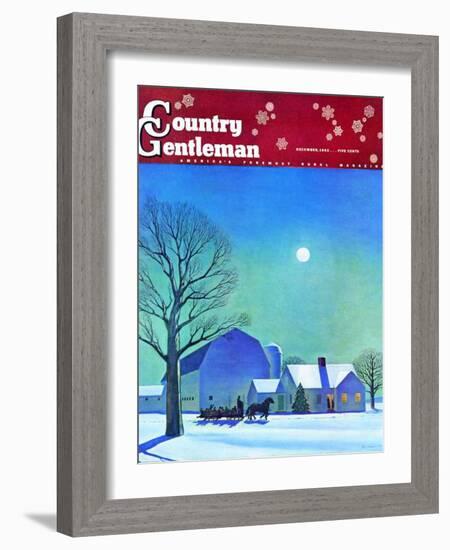 "Moonlit Sleighride," Country Gentleman Cover, December 1, 1943-Kent Rockwell-Framed Giclee Print