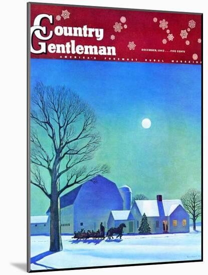 "Moonlit Sleighride," Country Gentleman Cover, December 1, 1943-Kent Rockwell-Mounted Giclee Print