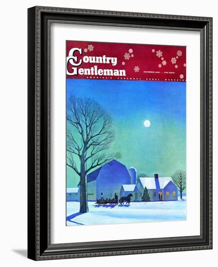 "Moonlit Sleighride," Country Gentleman Cover, December 1, 1943-Kent Rockwell-Framed Giclee Print