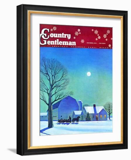 "Moonlit Sleighride," Country Gentleman Cover, December 1, 1943-Kent Rockwell-Framed Giclee Print