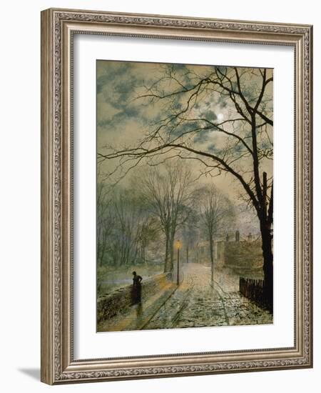 Moonlit Street in Autumn on the Isle of Wight, 1878-John Atkinson Grimshaw-Framed Giclee Print