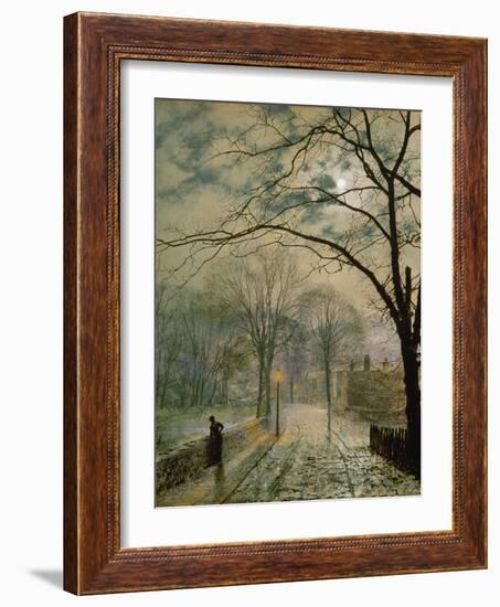 Moonlit Street in Autumn on the Isle of Wight, 1878-John Atkinson Grimshaw-Framed Giclee Print