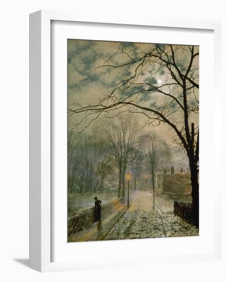 Moonlit Street in Autumn on the Isle of Wight, 1878-John Atkinson Grimshaw-Framed Giclee Print