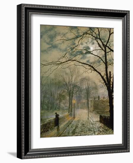 Moonlit Street in Autumn on the Isle of Wight, 1878-John Atkinson Grimshaw-Framed Giclee Print