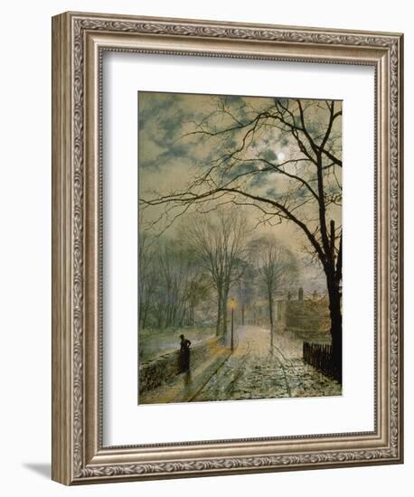 Moonlit Street in Autumn on the Isle of Wight, 1878-John Atkinson Grimshaw-Framed Giclee Print