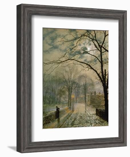 Moonlit Street in Autumn on the Isle of Wight, 1878-John Atkinson Grimshaw-Framed Giclee Print