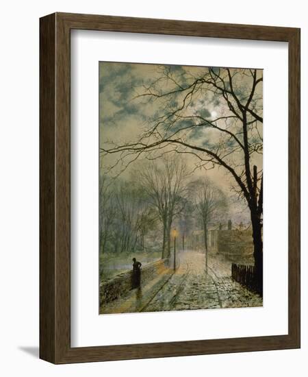 Moonlit Street in Autumn on the Isle of Wight, 1878-John Atkinson Grimshaw-Framed Giclee Print