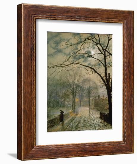 Moonlit Street in Autumn on the Isle of Wight, 1878-John Atkinson Grimshaw-Framed Giclee Print