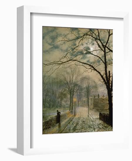 Moonlit Street in Autumn on the Isle of Wight, 1878-John Atkinson Grimshaw-Framed Giclee Print