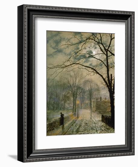 Moonlit Street in Autumn on the Isle of Wight, 1878-John Atkinson Grimshaw-Framed Giclee Print