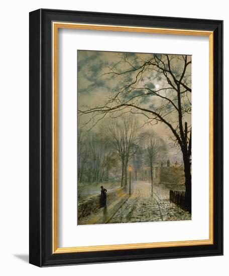 Moonlit Street in Autumn on the Isle of Wight, 1878-John Atkinson Grimshaw-Framed Giclee Print