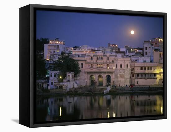 Moonlit View of Gangaur Ghat, with Old City Gateway, Udaipur, Rajasthan State, India-Richard Ashworth-Framed Premier Image Canvas