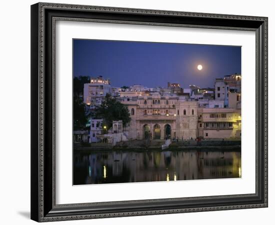 Moonlit View of Gangaur Ghat, with Old City Gateway, Udaipur, Rajasthan State, India-Richard Ashworth-Framed Photographic Print