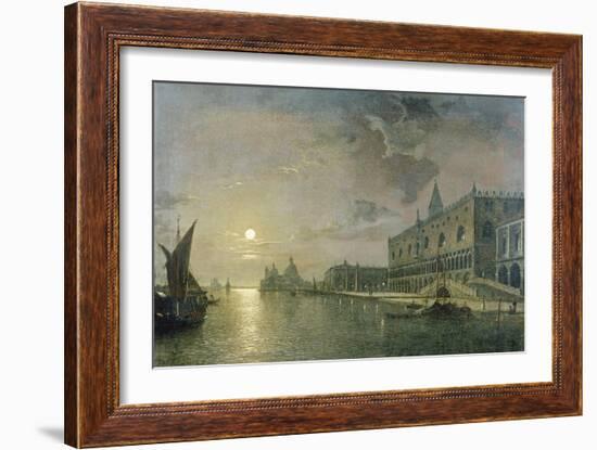 Moonlit View of the Bacino Di San Marco, Venice, with the Doge's Palace-Henry Pether-Framed Giclee Print