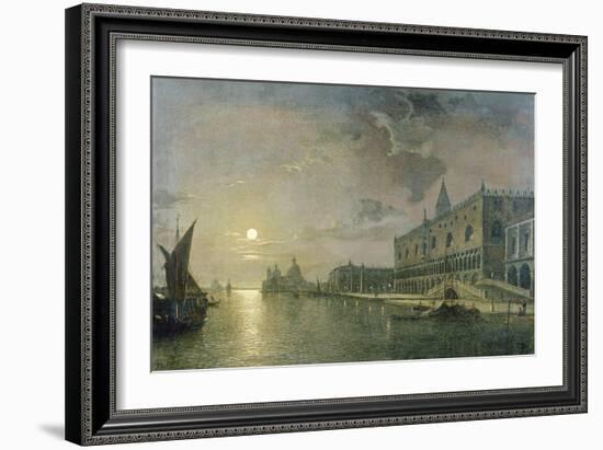 Moonlit View of the Bacino Di San Marco, Venice, with the Doge's Palace-Henry Pether-Framed Giclee Print