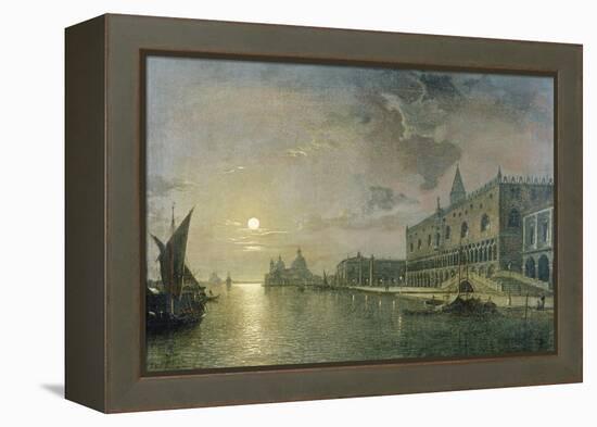 Moonlit View of the Bacino Di San Marco, Venice, with the Doge's Palace-Henry Pether-Framed Premier Image Canvas