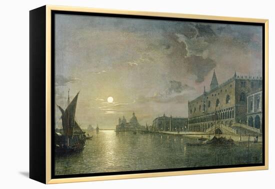 Moonlit View of the Bacino Di San Marco, Venice, with the Doge's Palace-Henry Pether-Framed Premier Image Canvas