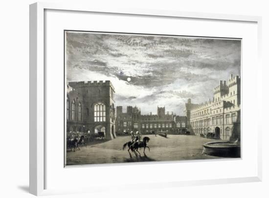 Moonlit View of the Upper Ward of Windsor Castle, Berkshire, C1844-null-Framed Giclee Print