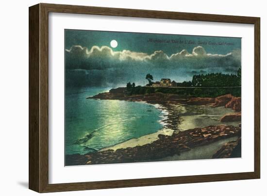 Moonlit view of the Vue de l'Eau - Santa Cruz, CA-Lantern Press-Framed Art Print