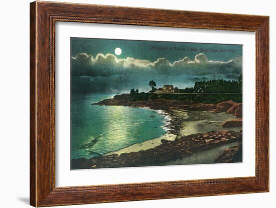 Moonlit view of the Vue de l'Eau - Santa Cruz, CA-Lantern Press-Framed Art Print