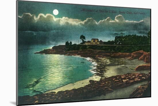 Moonlit view of the Vue de l'Eau - Santa Cruz, CA-Lantern Press-Mounted Art Print