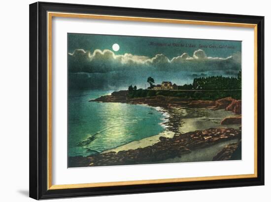 Moonlit view of the Vue de l'Eau - Santa Cruz, CA-Lantern Press-Framed Art Print