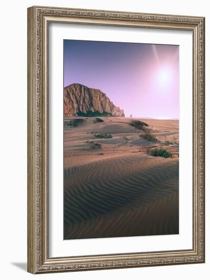 Moonloight and Moon Setting at Morro Rock, Central California Coast-Vincent James-Framed Photographic Print