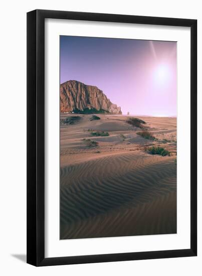 Moonloight and Moon Setting at Morro Rock, Central California Coast-Vincent James-Framed Photographic Print