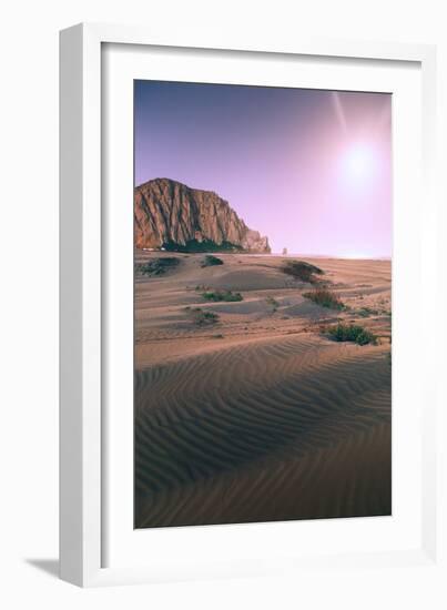 Moonloight and Moon Setting at Morro Rock, Central California Coast-Vincent James-Framed Photographic Print